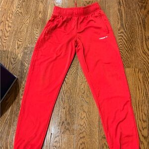 adidas Kids Red Jogger Sweatpants with White Logo